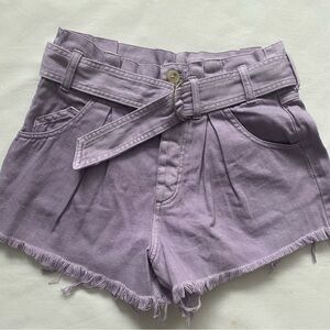 Free People High Waisted Paperbag Denim Shorts Lavender Size XS
